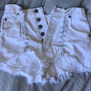 Carmar white lace up shorts